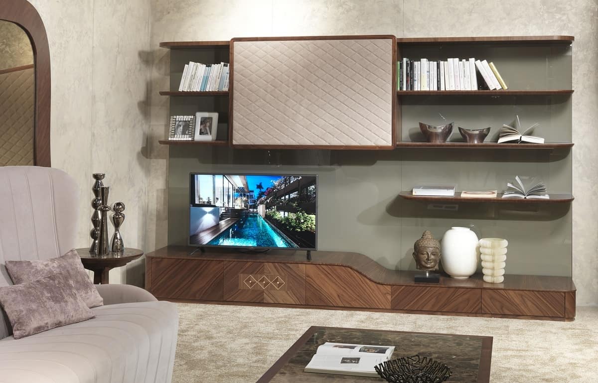 LB33 Desyo bookcase, Living room furniture with TV stand in contemporary style