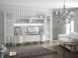Notredame comp. D04, White lacquered living room furniture