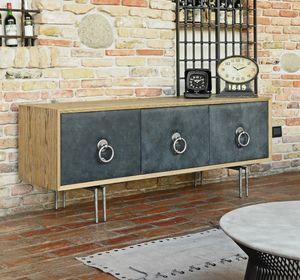 Skip, Solid wood sideboard, with padded doors