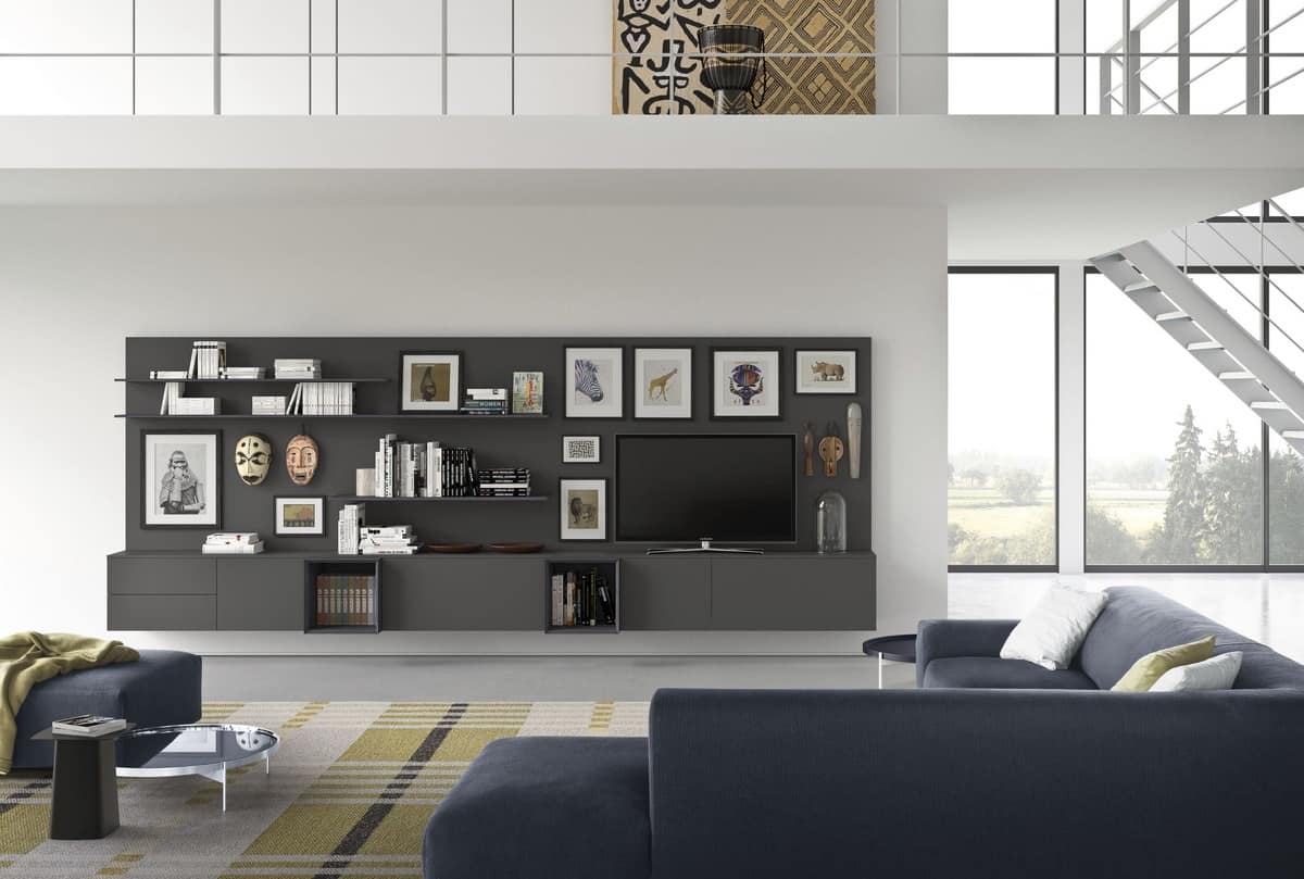 Spazio S313, Wall system for TV, with built-in lighting