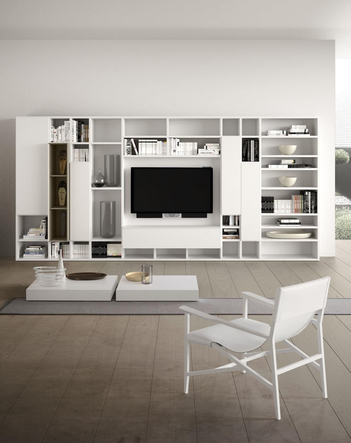 Spazioteca SP014, Modular system for the modern living room, in wood