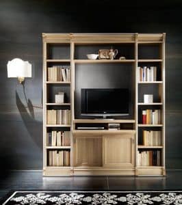 Victoria Art. 03.002, TV cabinet with bookcase, with 2 sliding doors and flap door
