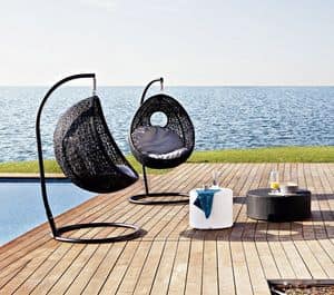 Altea swing nest, Suspended armchair, weaving with floral motif, for outdoors