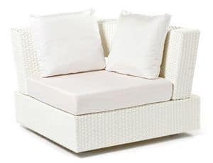 Domino corner, Corner armchair, modular, in woven plastic