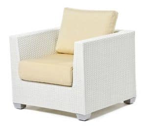 Giada armchair, Chair in woven plastic, for swimming pools and gardens