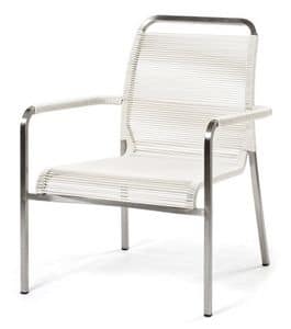Marine poltrona, Armchair in steel and in synthetic fiber, for gardens