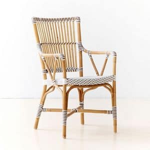 Paris - Marie P, Woven chair in natural rattan, for terraces and bars