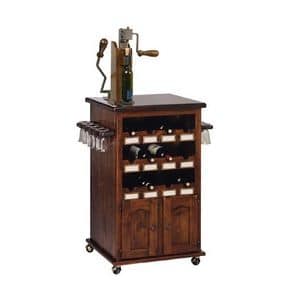 Art. 345, Bottle rack and cup holders furniture, with wheel, for wine bar