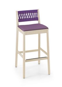 ART. 0029-IN H76 JULIE, Stool in beech wood with rope backrest