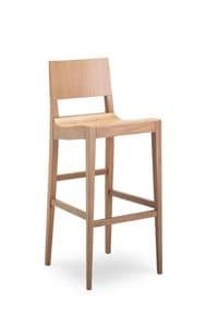 BETTY/SG L, Wooden barstool, contoured seat, for Bar