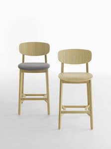 Lene 65-82, Stool made of wood with fixed seat height