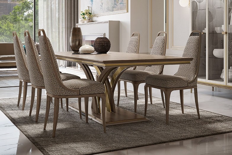 Luxurious Rectangular Dining Table, Leather Gallery Dining Sets