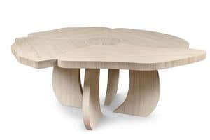 Andy tavolo, Table in polished oak with flower-shaped top