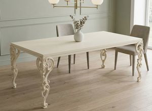Art. 1877/T, Wooden dining table, with carved and perforated legs