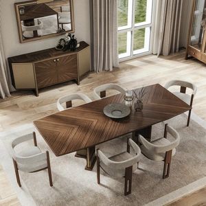 BRERA BRETALE / table with wooden top, Canaletto walnut dining table
