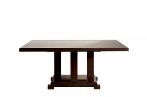 Downtown table squared, Square table with solid wood base