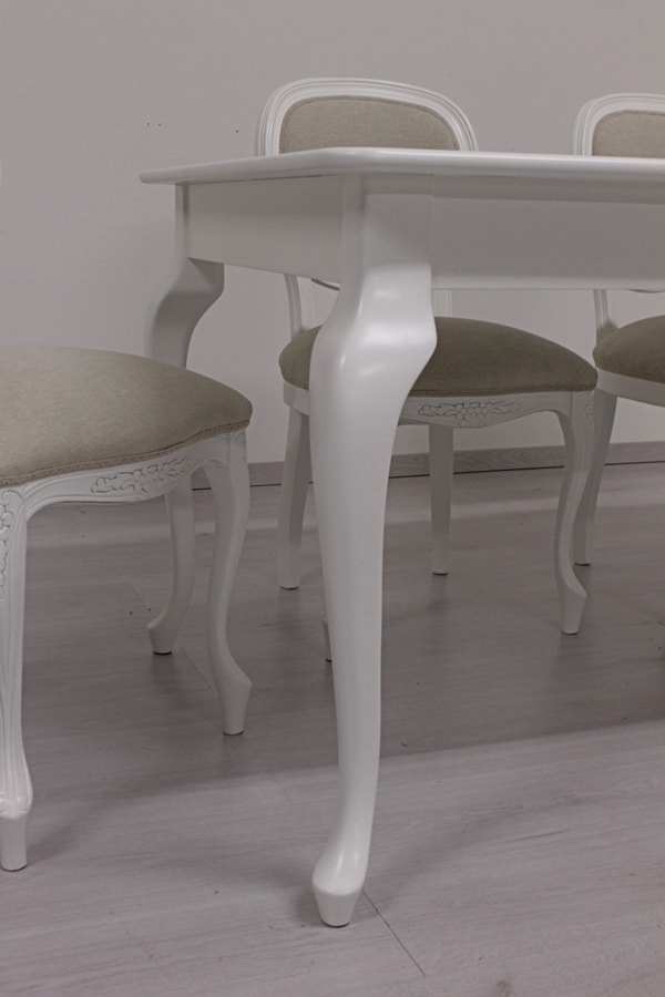Sciabola, White wooden dining table