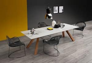 Zeus LG marble, Wooden table with marble top