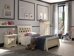Art. 71BO01LT, Single bed in classic style, with carved and perforated headboard