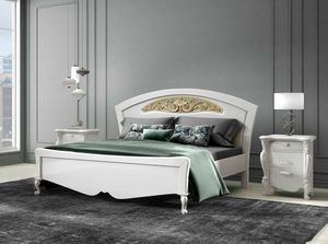 Smeraldo Art. C22025 - C22026, Bed in lacquered wood, with carved headboard