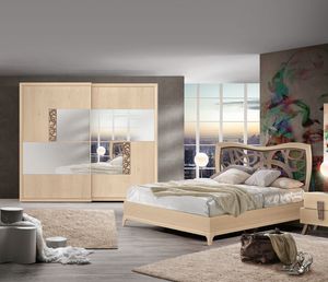 Art. LM24, Natural design double bed with container
