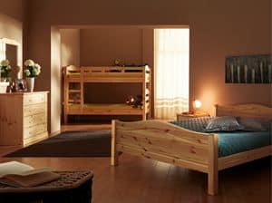 Bastia bed, Fir wooden bed, rustic style