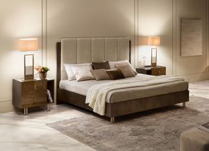 FIAMMA bed, Wooden bed with padded headboard