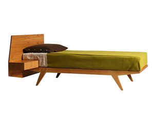 Giò 2884, Wooden bed with integrated bedside table