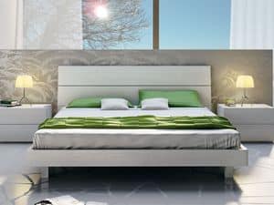 Bed Design 09 - Tabatha LM7Q Neve, Wooden double bed, in a linear style