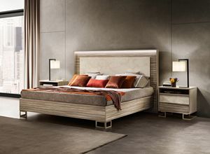 LUCE LIGHT bed, Modern bed, with zebrano effect headboard