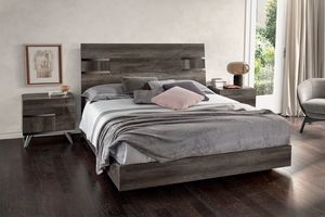 Medea Art. MEBVOLT02, Wooden bed, vintage oak glossy lacquered finish