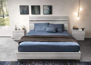Mia Art. MIBGRLT02, Bed in eucalyptus gray glossy lacquered wood