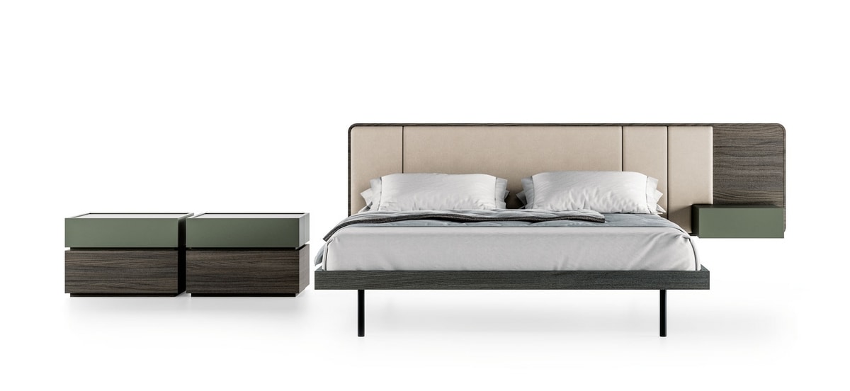 MILANO, Bed with drawers and LED light