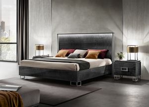 MODERNA bed, Modern bed in wood, smoky gray finish