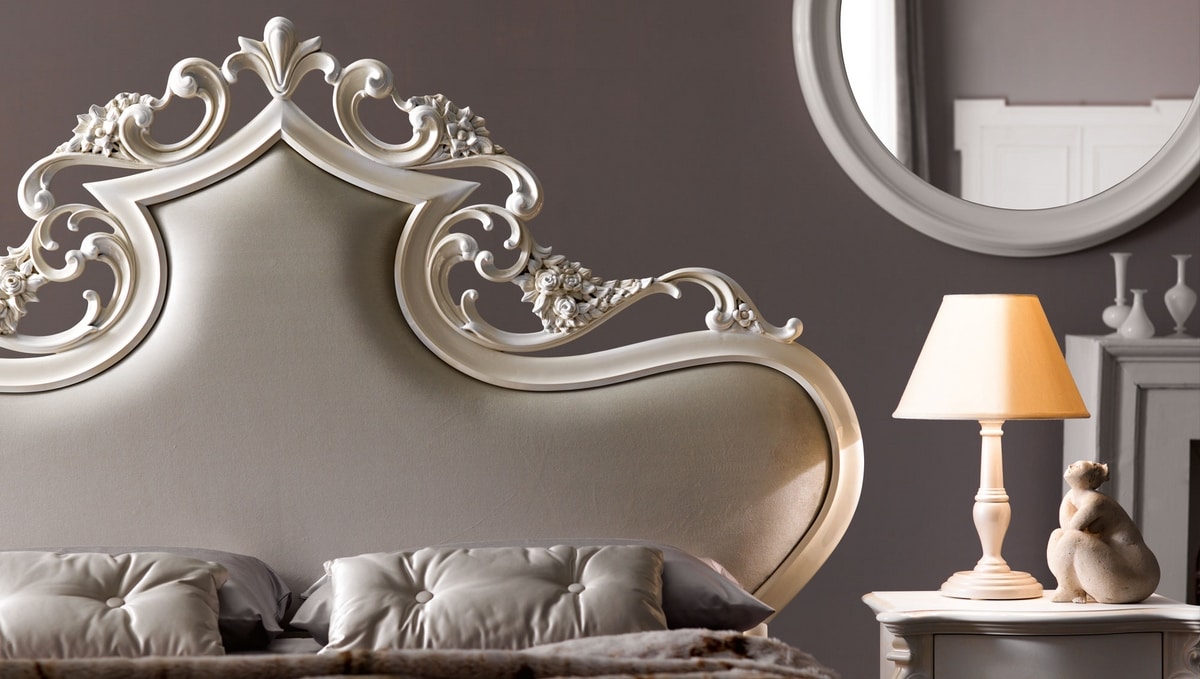 Queen Art. 948, Refined bed with carved headboard
