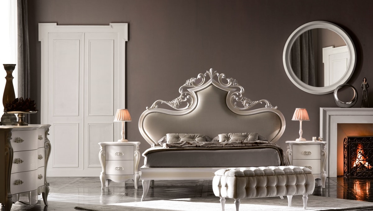 Queen Art. 948, Refined bed with carved headboard