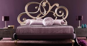 Viola Art. 930, Bed with carved headboard in solid wood volutes