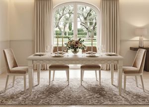 Art. 1016V2/T, Extendable dining table, white lacquered finish