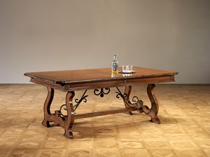 Art. 817 table, Classic style table with hand-wrought iron decorations