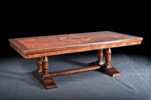 Art. 851 table, Classical extendable table, with floral patterns inlay