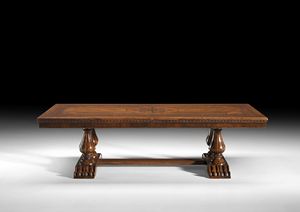 Art. 852 table, Wide extendable table with precious inlay on the top