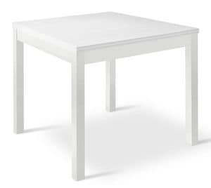 BERTA 4W, Square extendable table in wood for living rooms