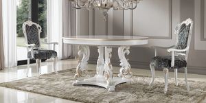 Round extendable classic table, mahogany veneered | IDFdesign