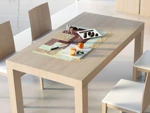 Complements Table 05, Extendible wooden table, for contract use