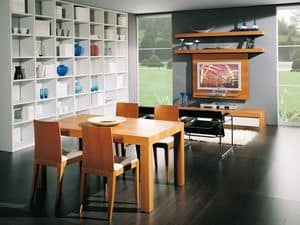 Complements Table 08, Extendible wooden table, for dining and living rooms