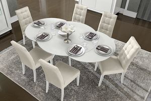 Dama Bianca round table, Round extendable table
