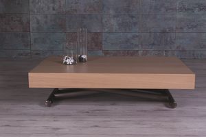 Double, Coffee table with wooden top, adjustable and extendable
