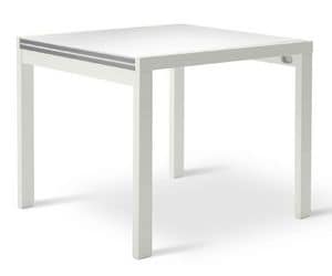 ELVIS 90, Square extendable table, top with aluminum edge