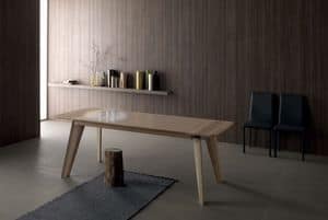 Fred, Extending table in veneered wood, for kitchen