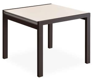 PEGASO, Extendable table in wood, top's aluminum edge